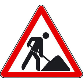 hinweisschild zur baustellenkennzeichnung vorsicht baustelle